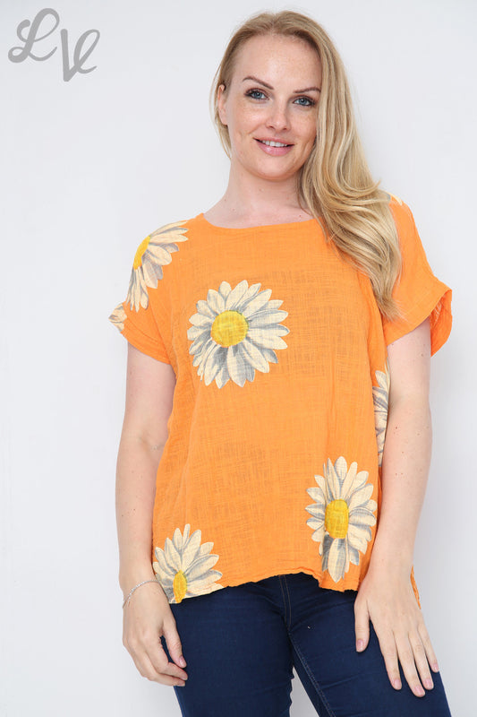 Ladies Daisy Short Sleeved Top Orange Unit Price £9.99