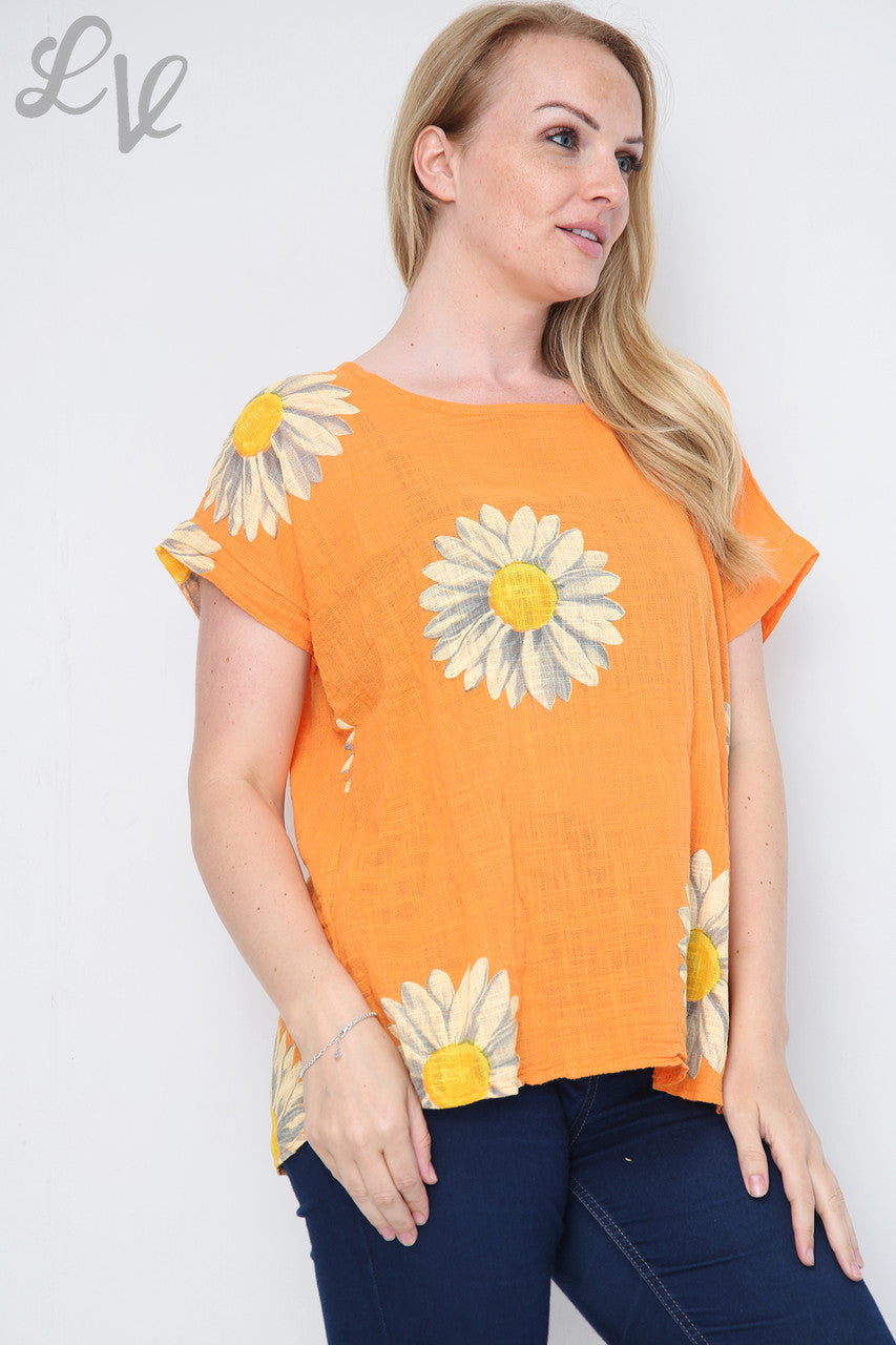 Ladies Daisy Short Sleeved Top Orange Unit Price £9.99