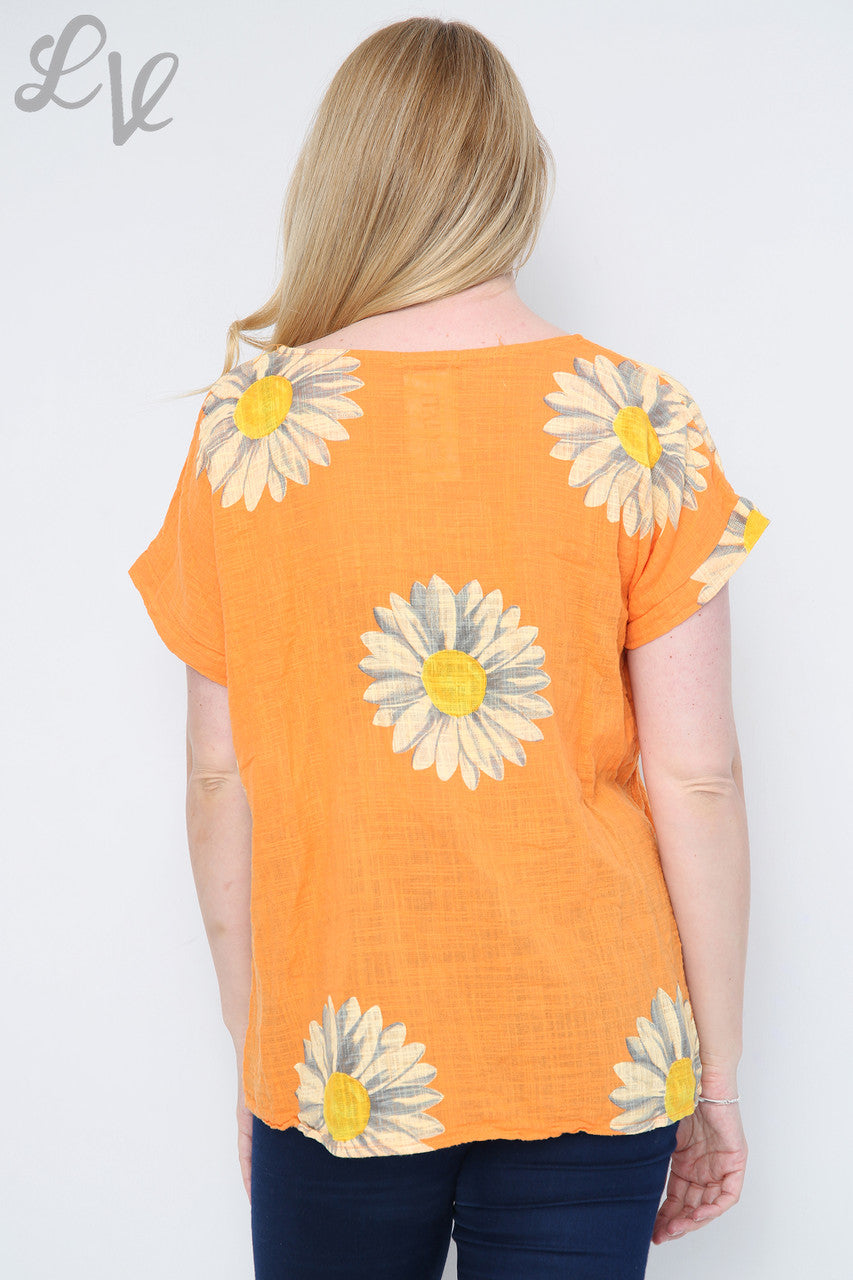 Ladies Daisy Short Sleeved Top Orange Unit Price £9.99