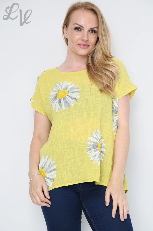 Ladies Daisy Short Sleeved Top Mustard Unit Price £9.99