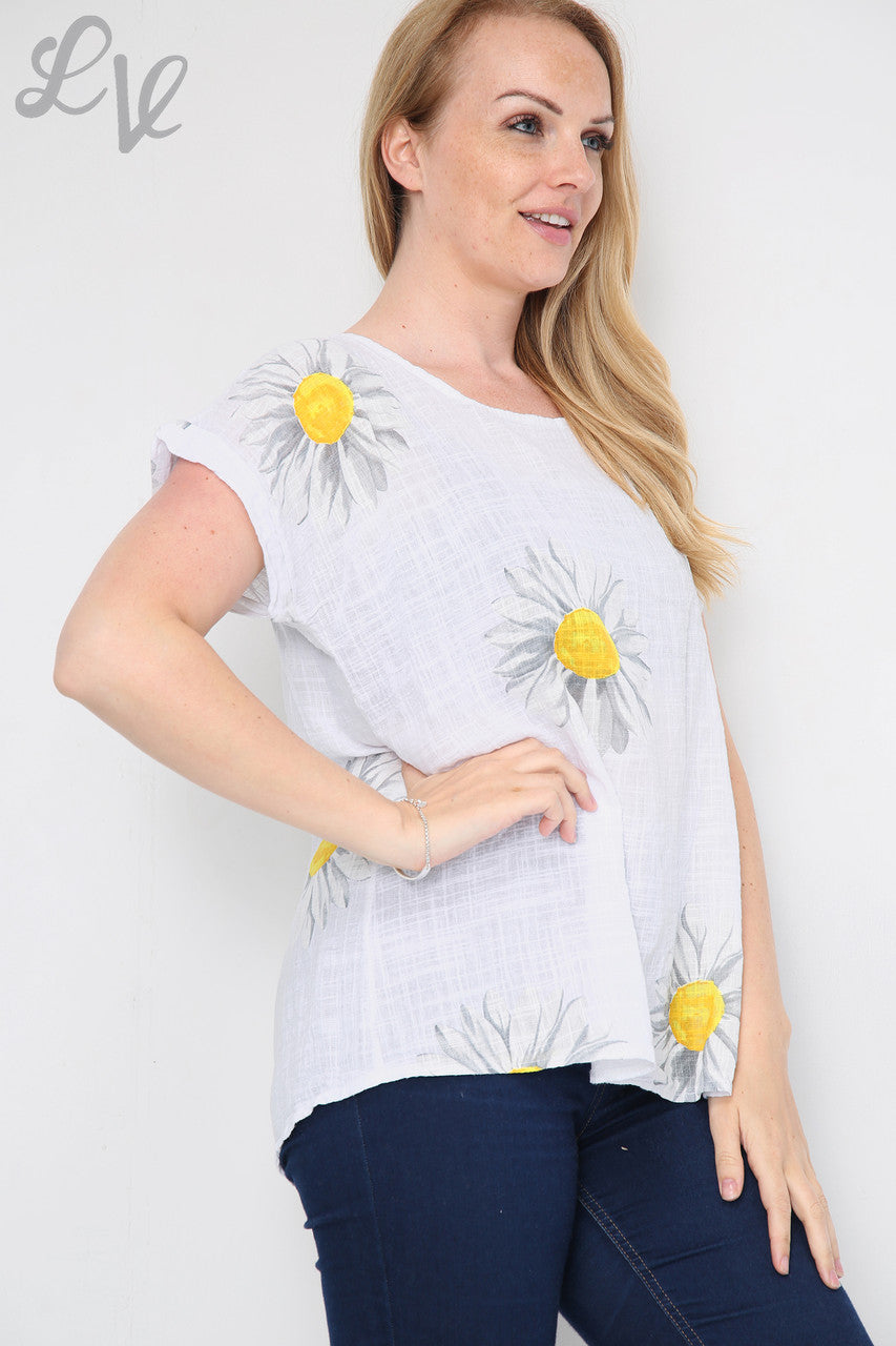 Dames Daisy Top met Korte Mouwen Wit