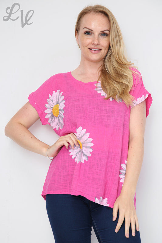 Ladies Daisy Short Sleeved Top Cerise Unit Price £9.99