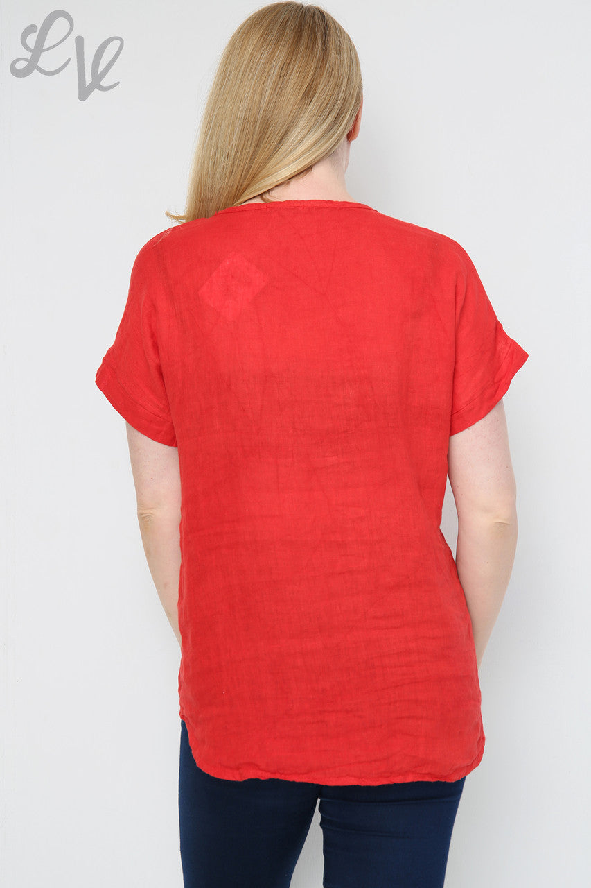 Dames Sequin Bloemen Top Rood - Prijs per stuk €12,99