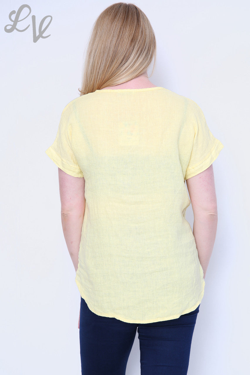 Dames Bovenstuk met Pailletten Bloemen Lemon - Prijs per stuk € 12,99