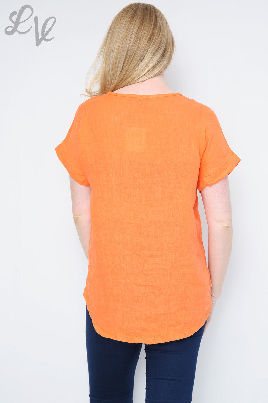 Dames Top met Pailletten Bloem Voorkant Oranje - Prijs per stuk £12,99