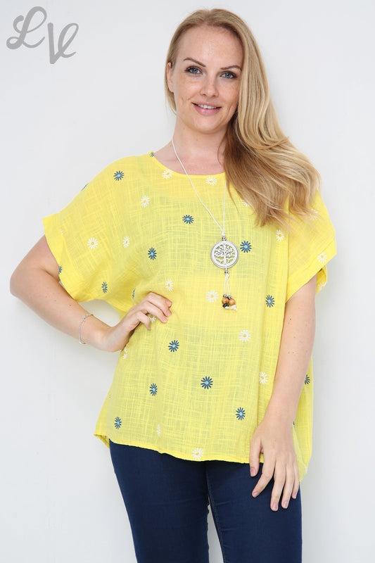 Ladies Ditsy Daisy Print Top Yellow Unit Price £7.99
