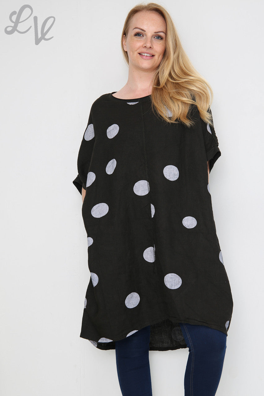 Dames Tuniekjurk met Schouderdetails en Stippenpatroon Zwart Stukprijs €16,99