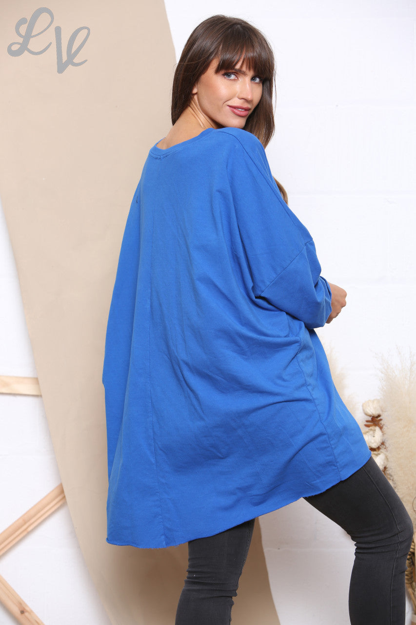 Dames XO Grafisch Sweatshirt Top Koningsblauw