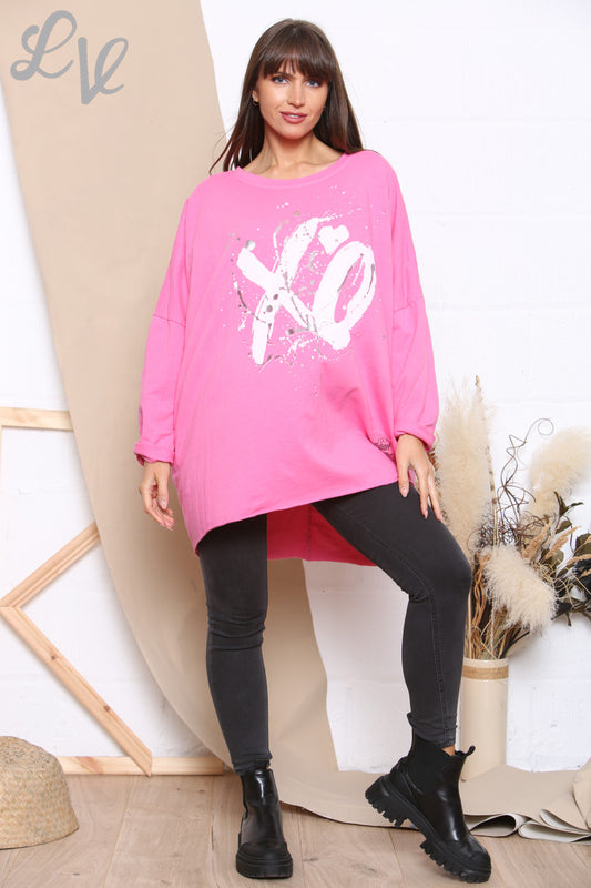 Dames Sweatshirt met Grafische Print XO Cerise