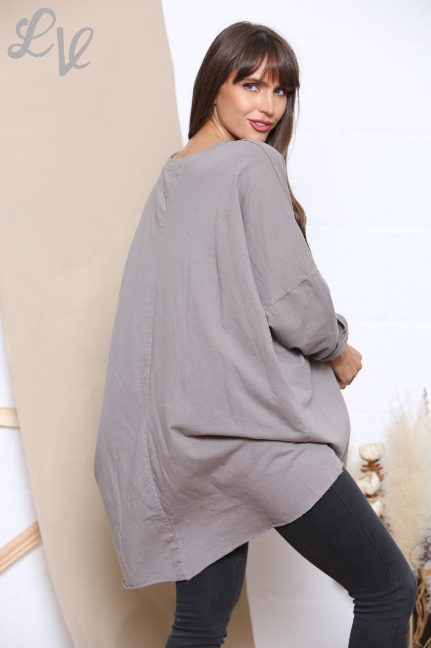 Dames XO Graphic Sweatshirt Top Taupe