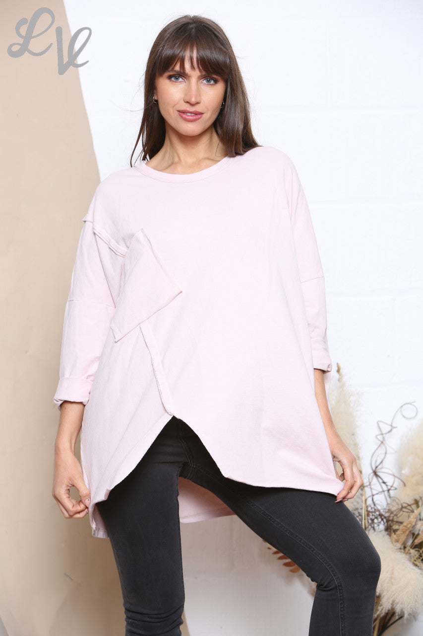 Dames Sweatshirt Top Effen Roze