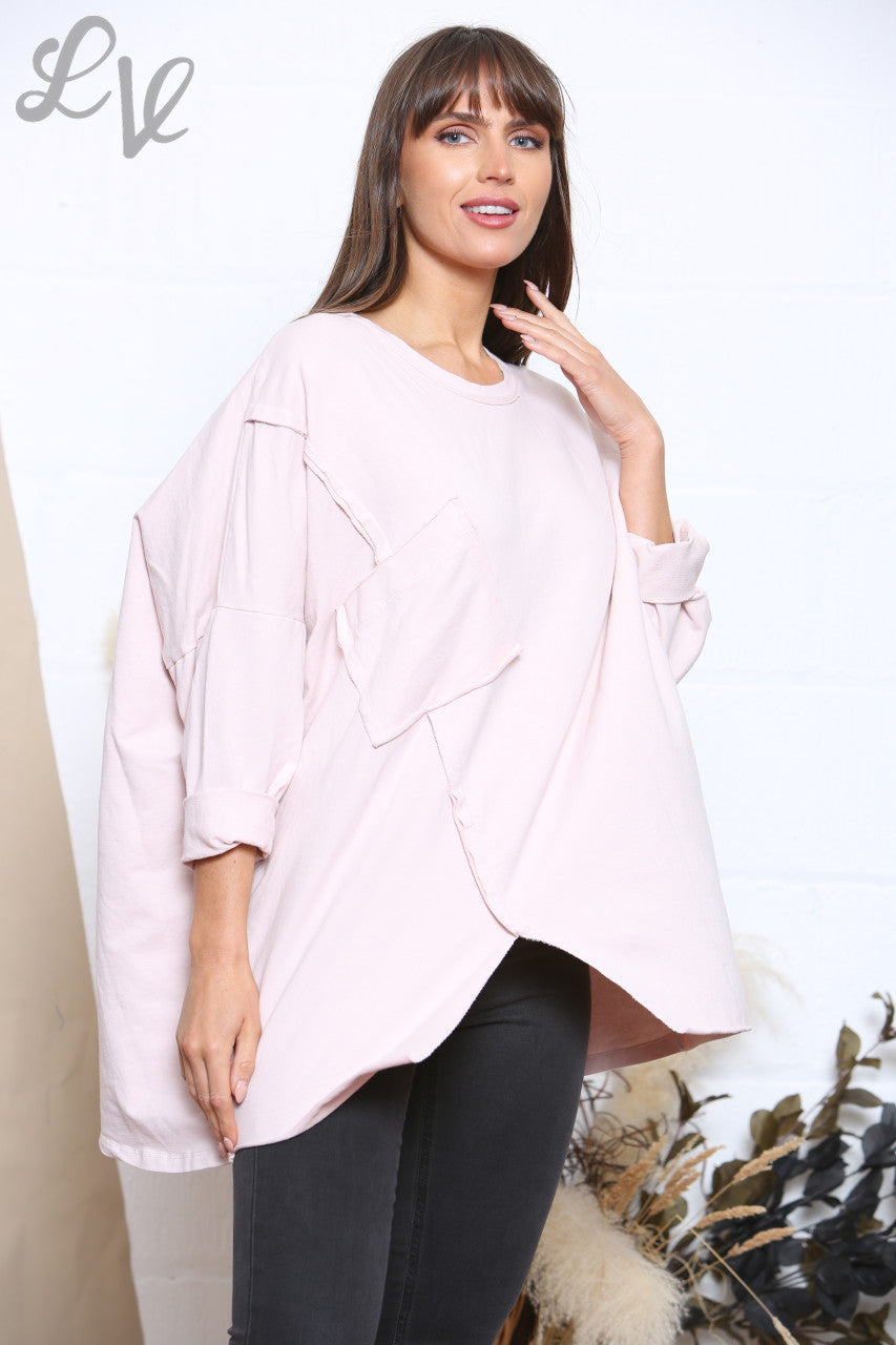 Dames Sweatshirt Top Effen Roze
