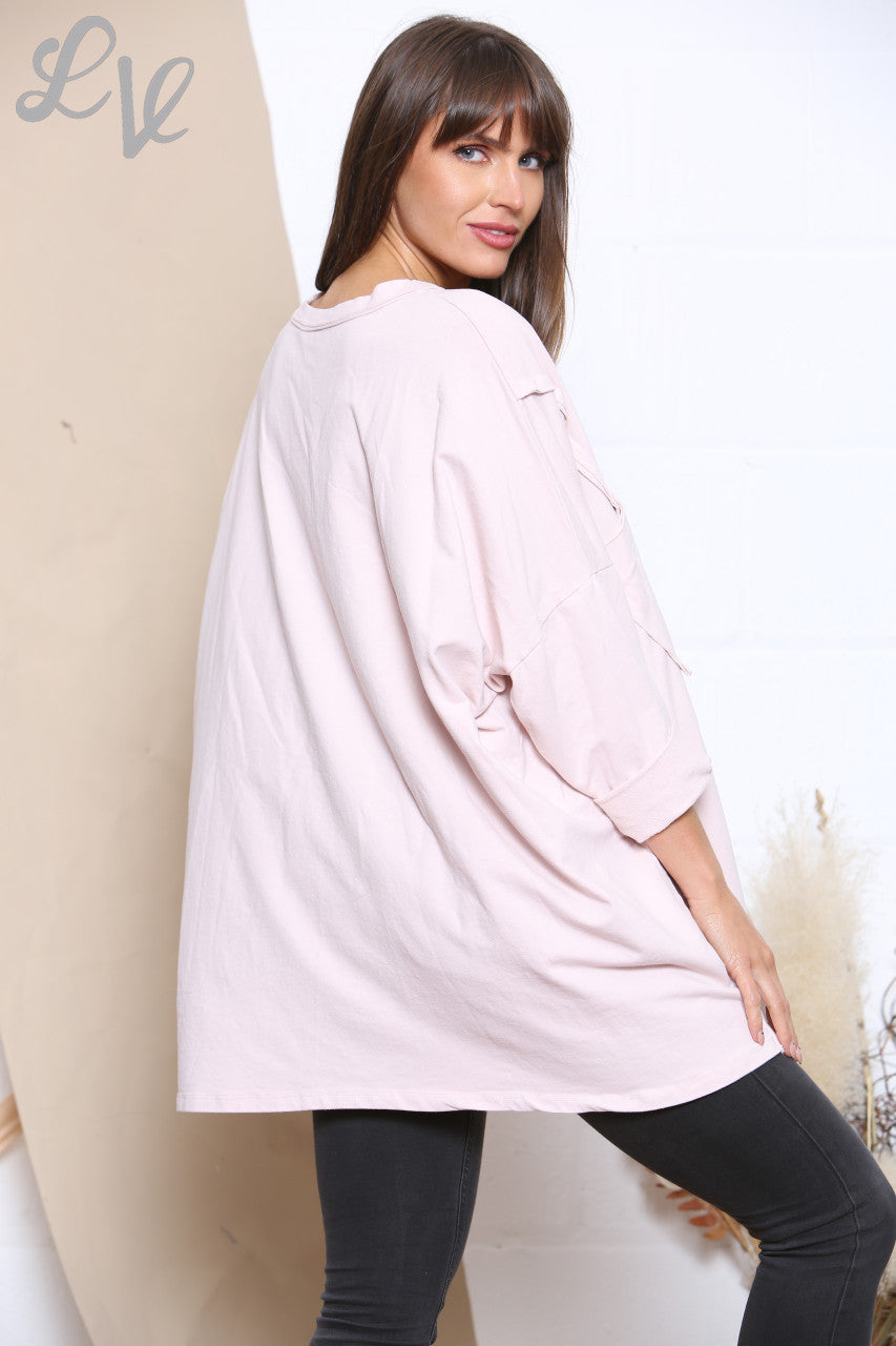 Dames Sweatshirt Top Effen Roze