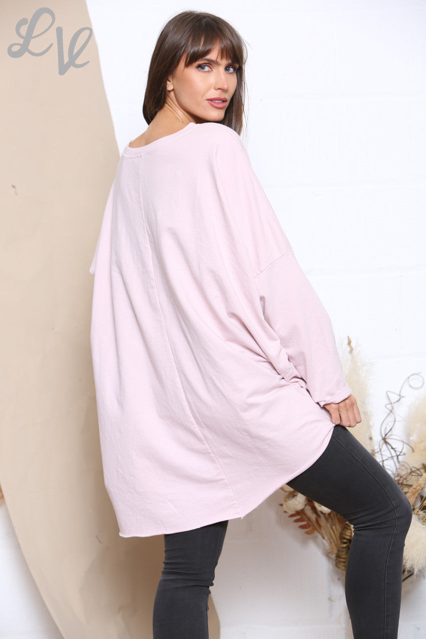 Dames XO Grafisch Sweatshirt Top Dusty Pink