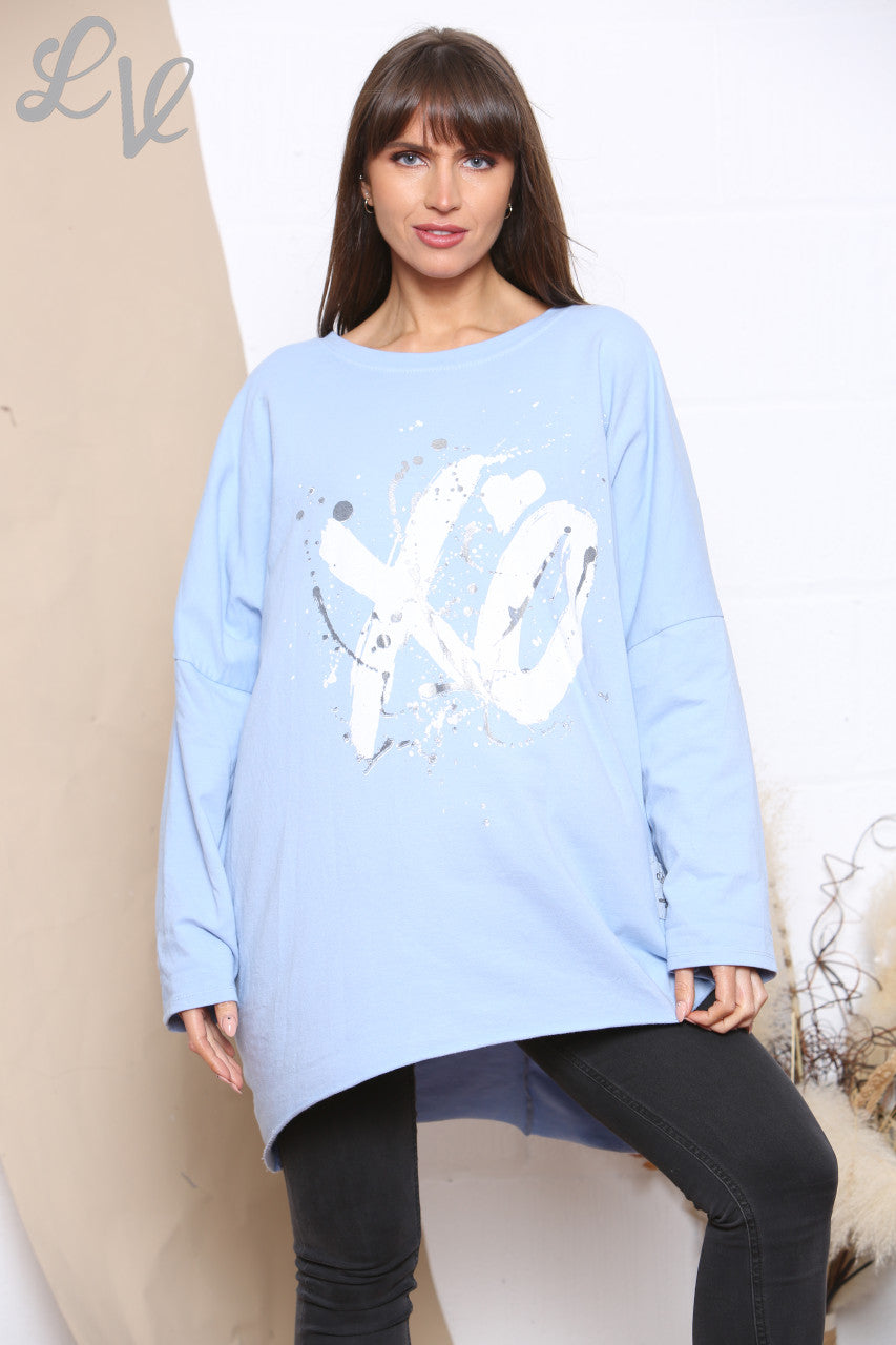 Dames XO Graphic Sweatshirt Top Hemelsblauw