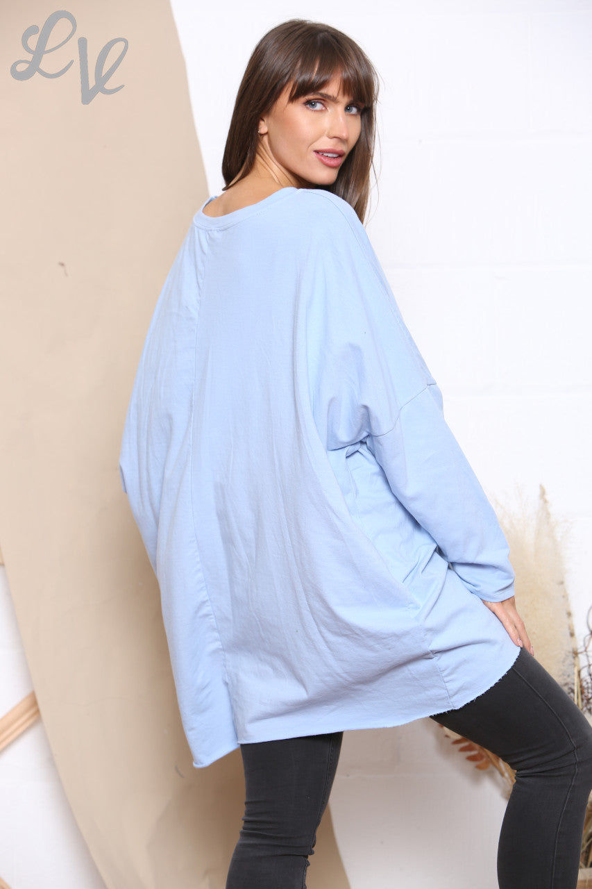 Dames XO Graphic Sweatshirt Top Hemelsblauw