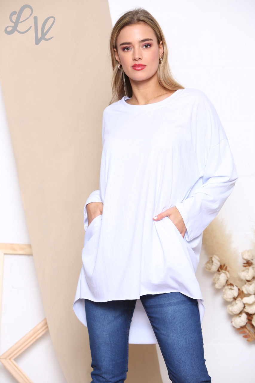 Ladies Plain Tunic Top White