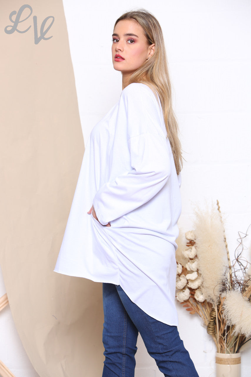Ladies Plain Tunic Top White