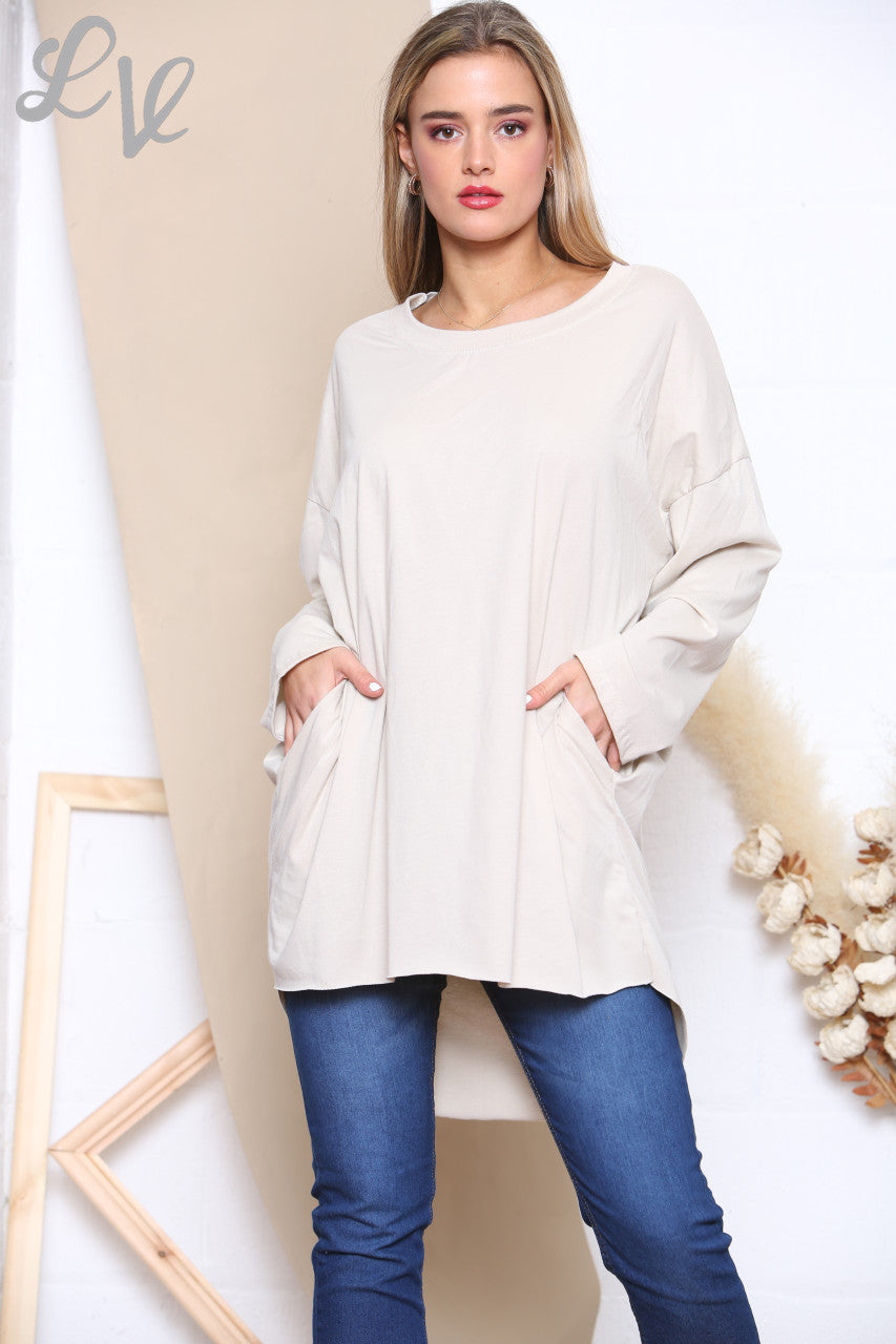 Ladies Plain Tunic Top Stone