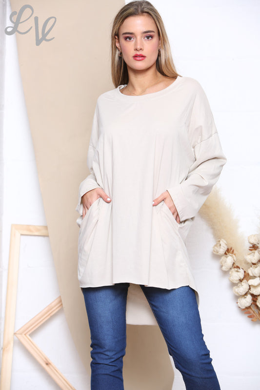 Ladies Plain Tunic Top Stone