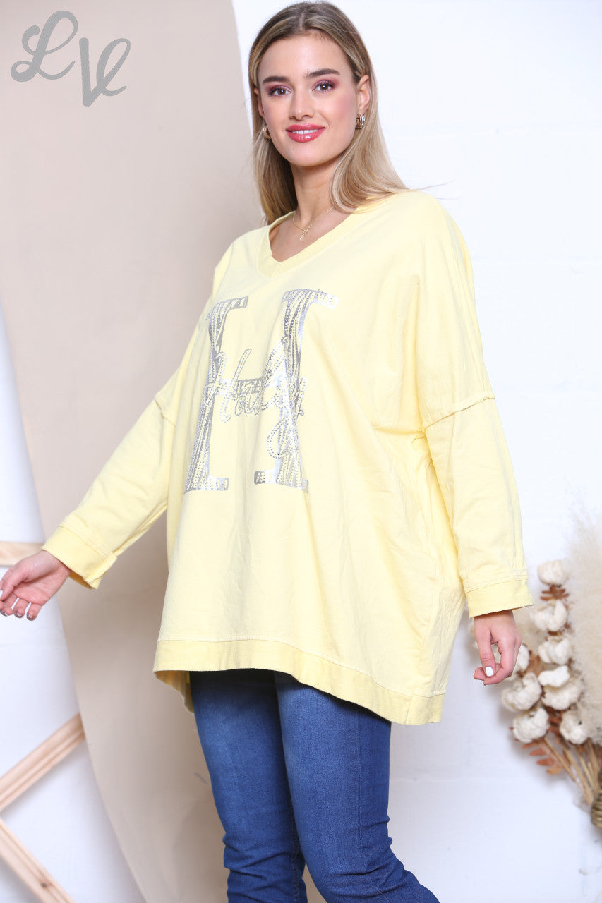 Dames sweatshirt met grafische H-opdruk en citroenprint
