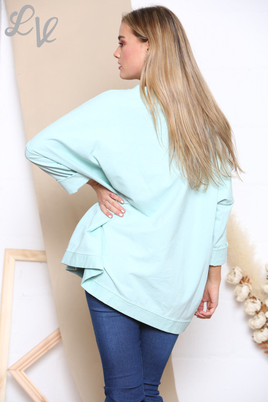 Ladies H Script Graphic Sweatshirt Top Mint