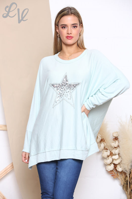 Dames Fijntricot Trui met Pailletten Ster Tiffany
