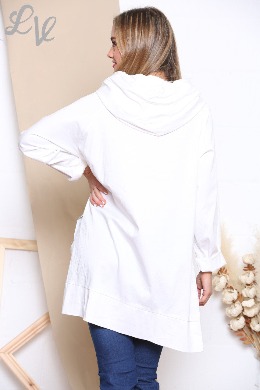 Ladies Zip Up Hooded Jacket White