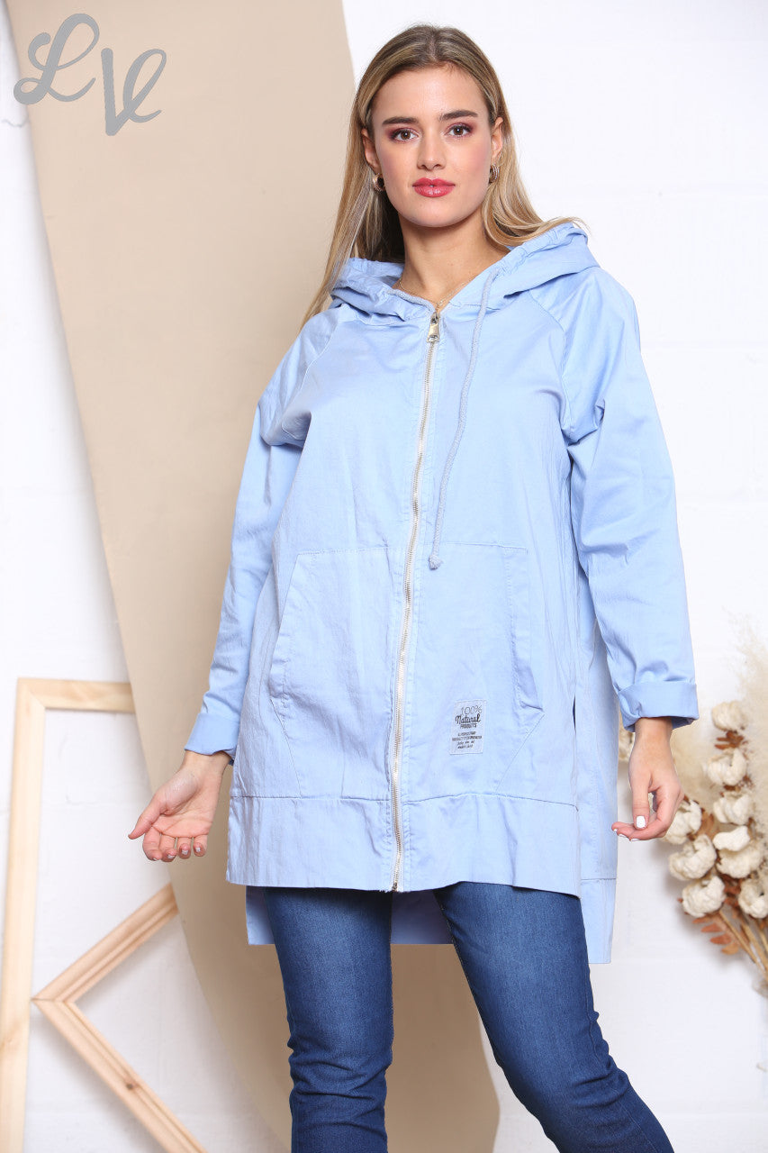 Dames Hoodie met Rits Hemelsblauw