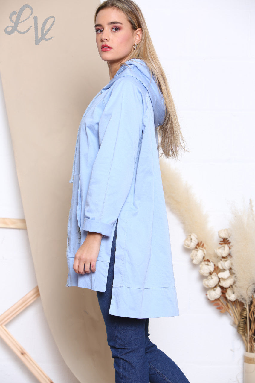 Dames Hoodie met Rits Hemelsblauw