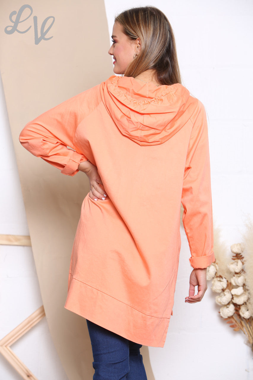 Ladies Zip Up Hooded Jacket Coral