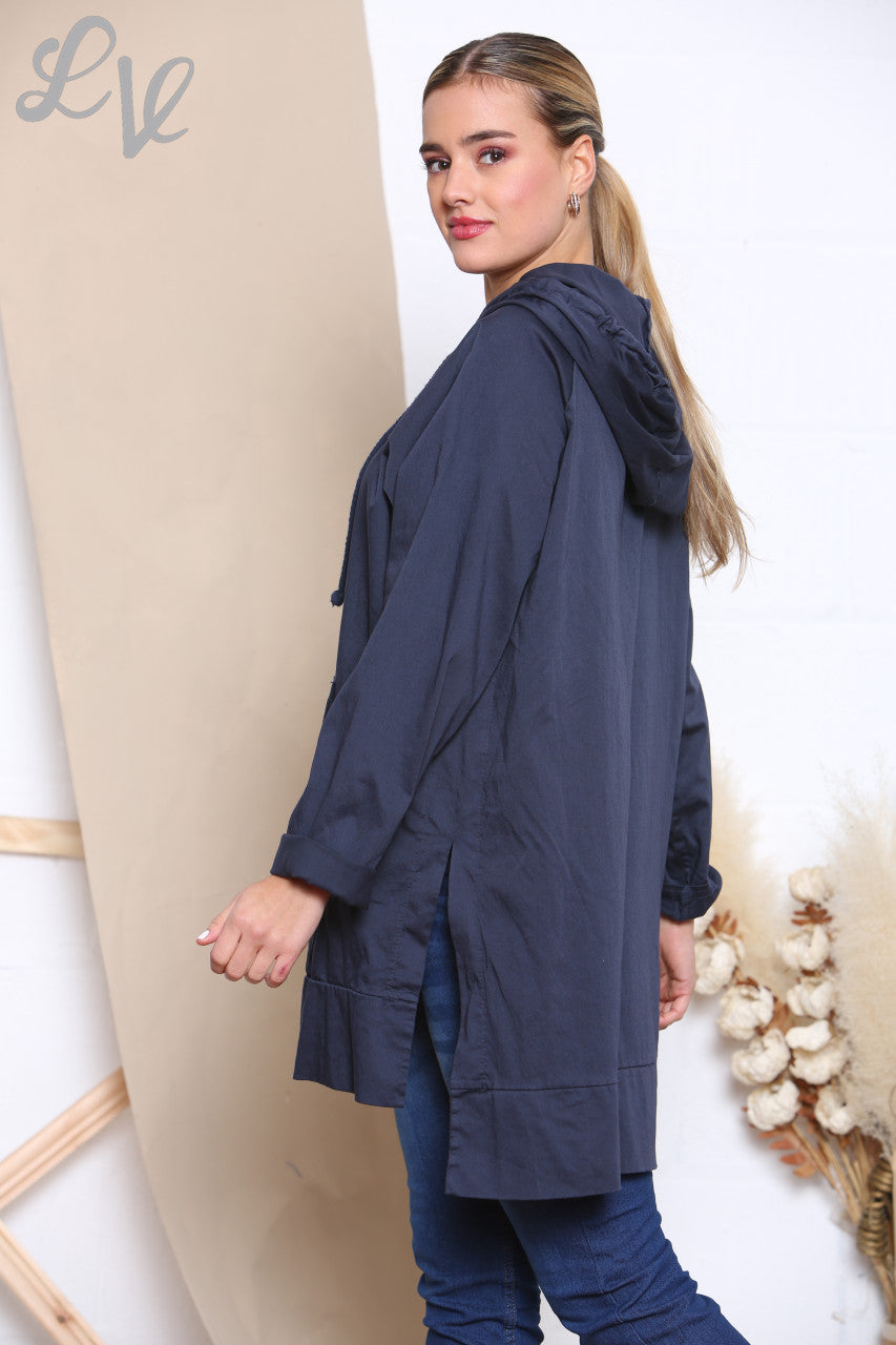Ladies Zip Up Hooded Jacket Navy