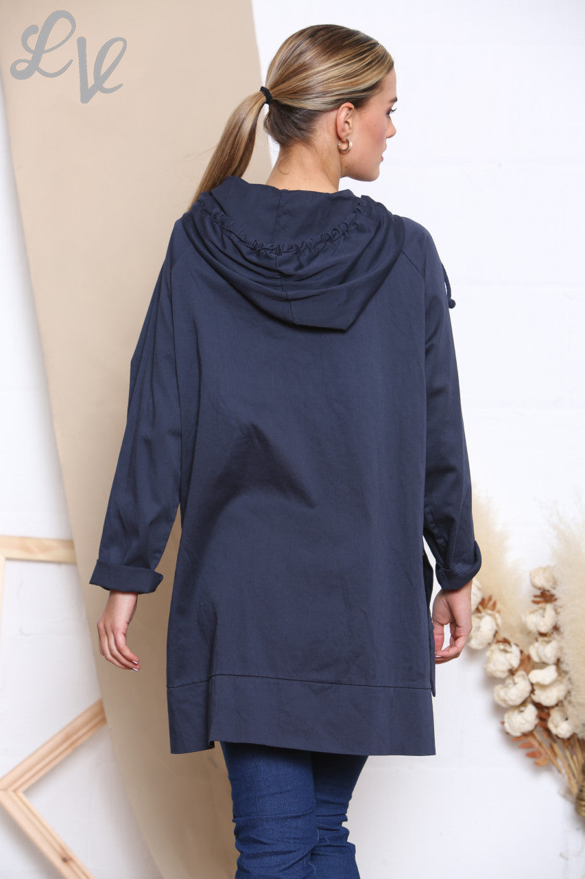 Ladies Zip Up Hooded Jacket Navy
