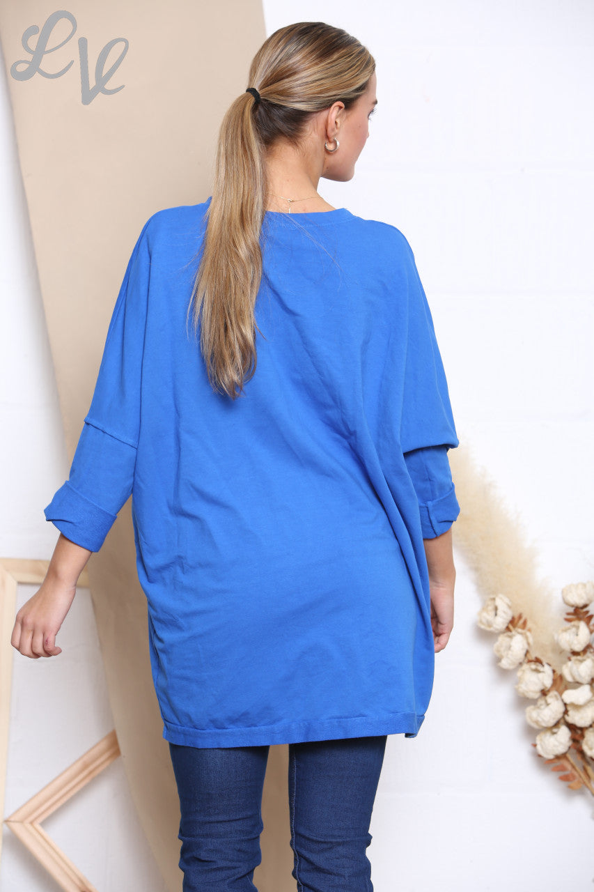 Dames Sequin Ombre Sweatshirt Top Koningsblauw