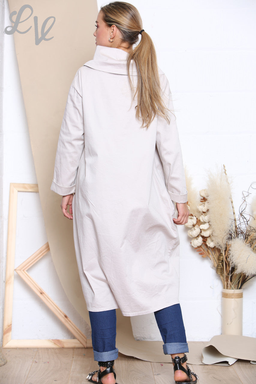 Ladies Wrap & Button Front Jacket Stone