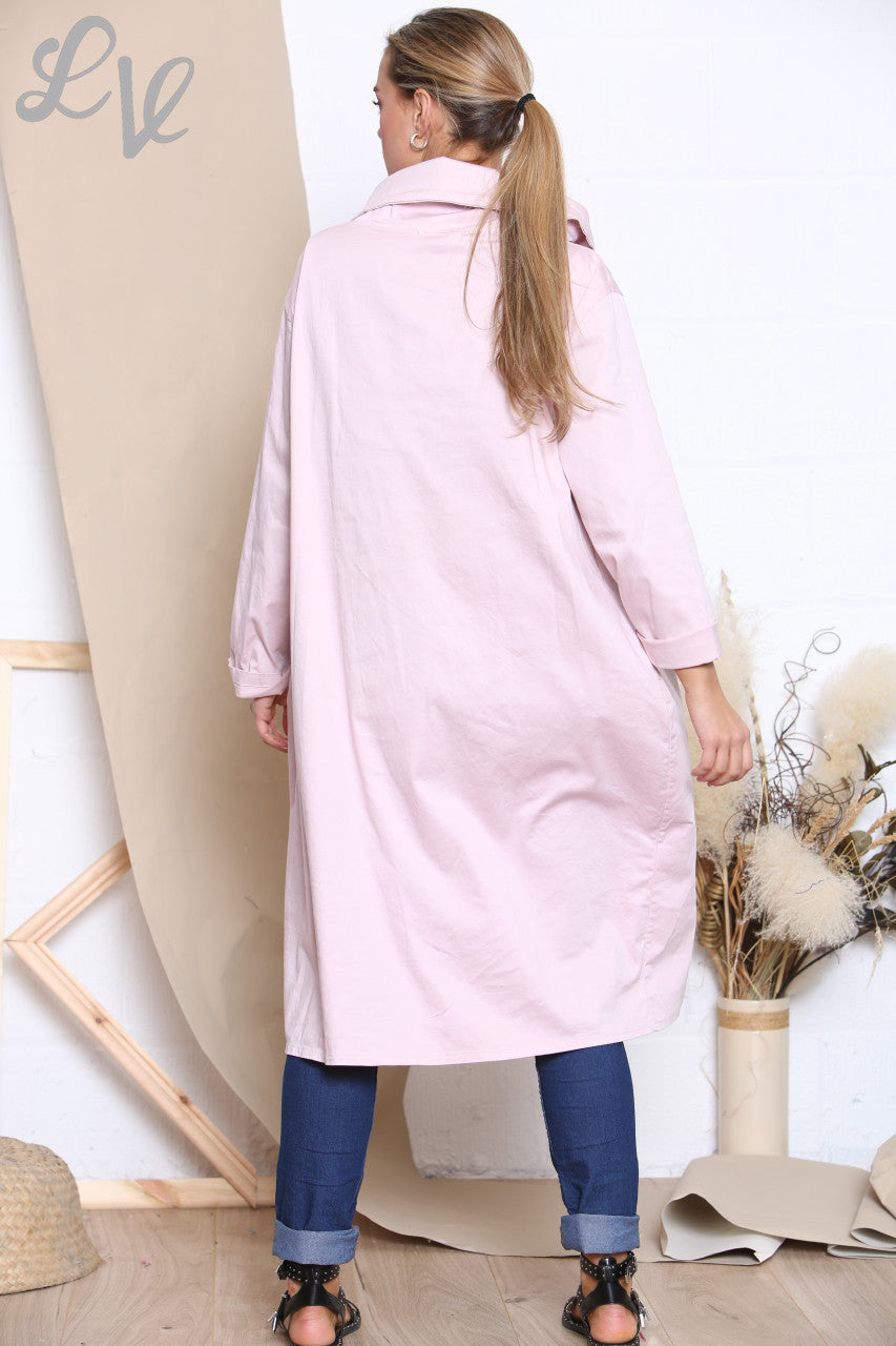 Ladies Wrap & Button Front Jacket Dusty Pink