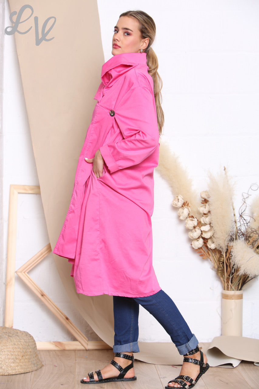 Ladies Wrap & Button Front Jacket Cerise