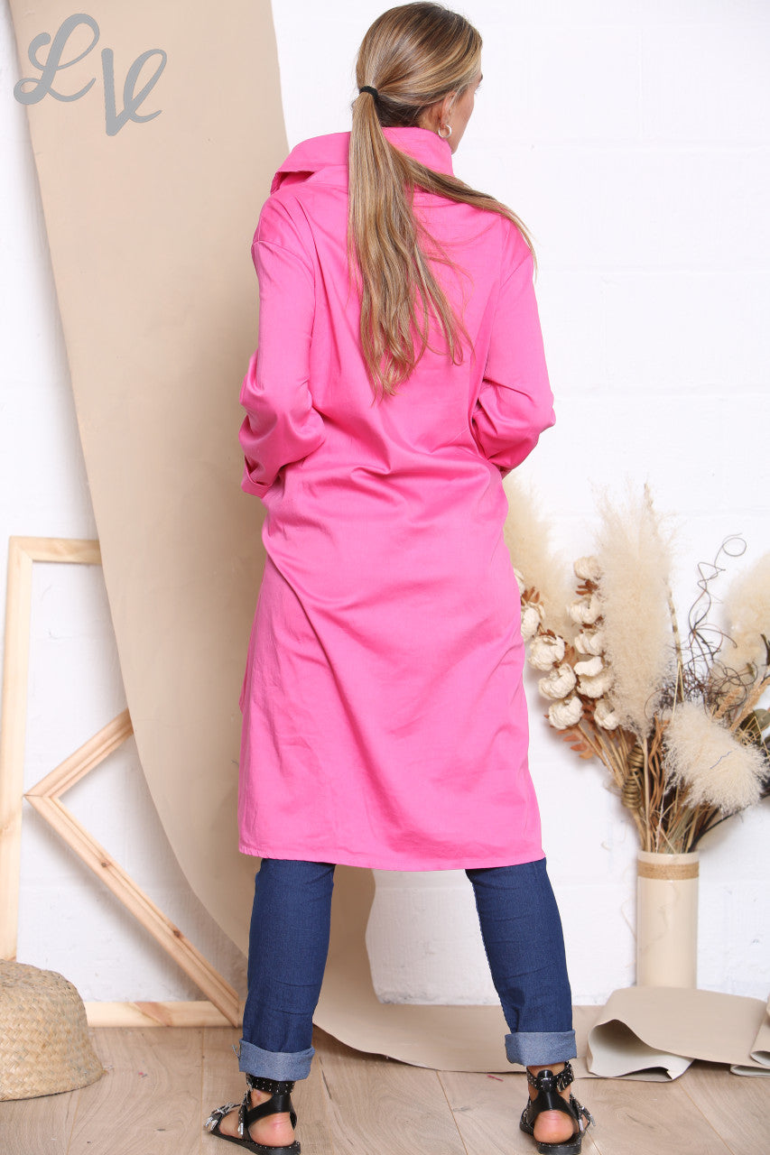 Ladies Wrap & Button Front Jacket Cerise