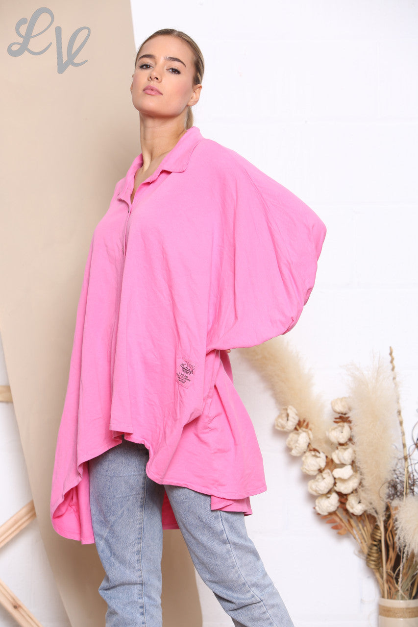Dames Draped Sweatshirtstijl Top Cerise