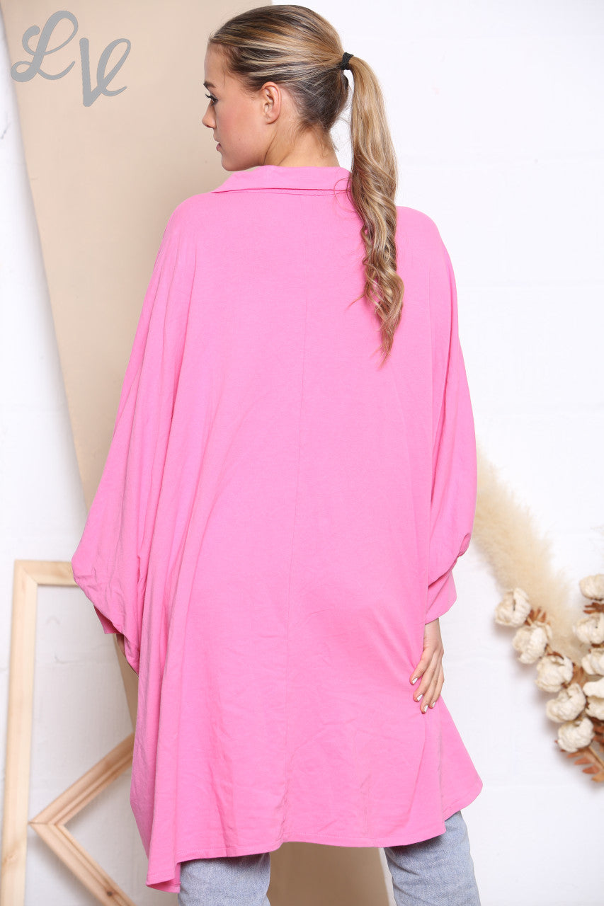 Dames Draped Sweatshirtstijl Top Cerise