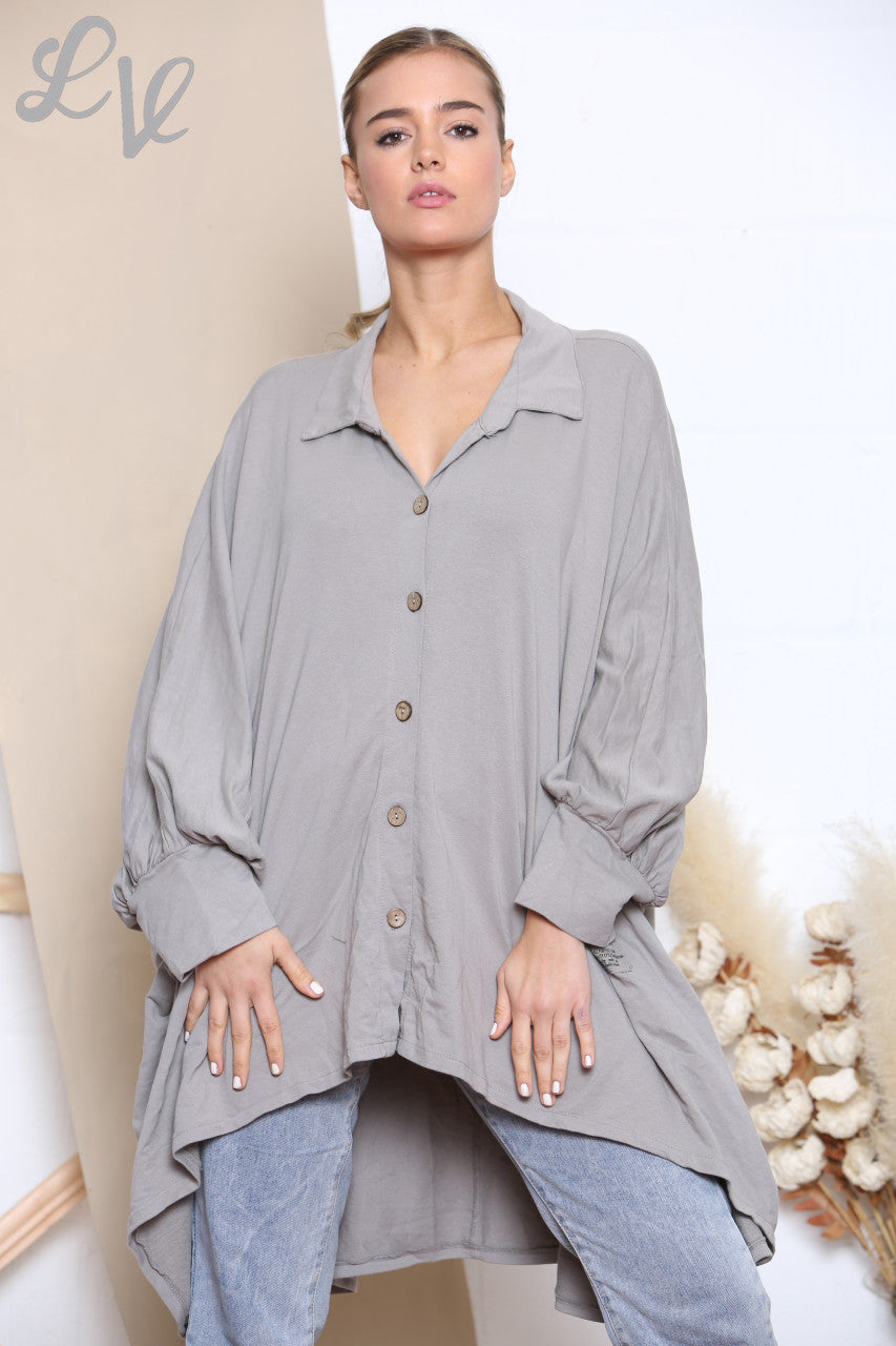 Dames Gedrapeerde Sweatshirt Top Taupe