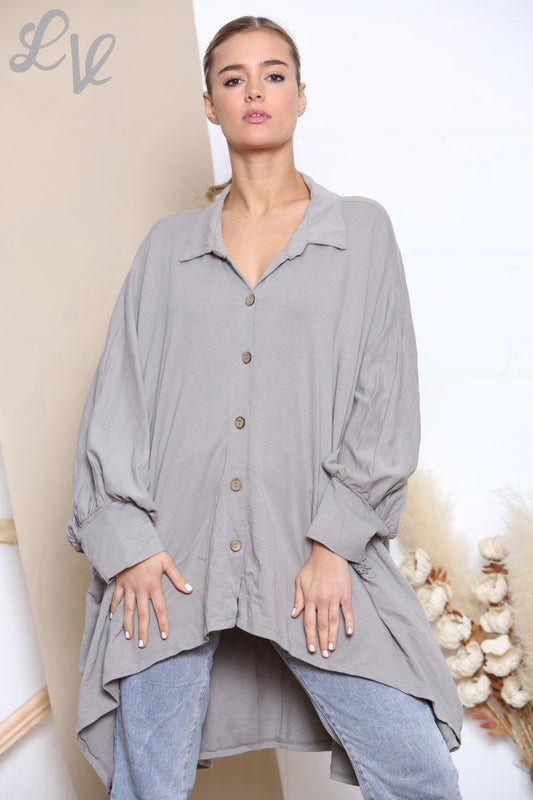 Dames Gedrapeerde Sweatshirt Top Taupe