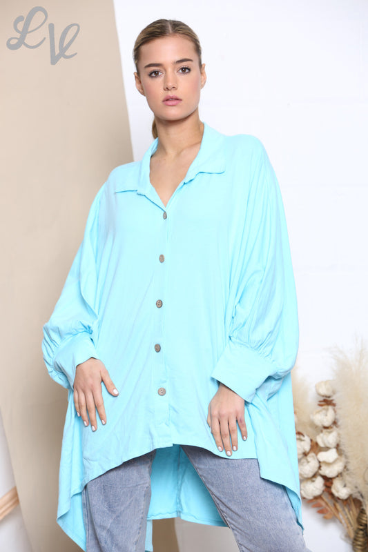 Dames Sweatshirt met Gedrapeerde Look Top Turquoise