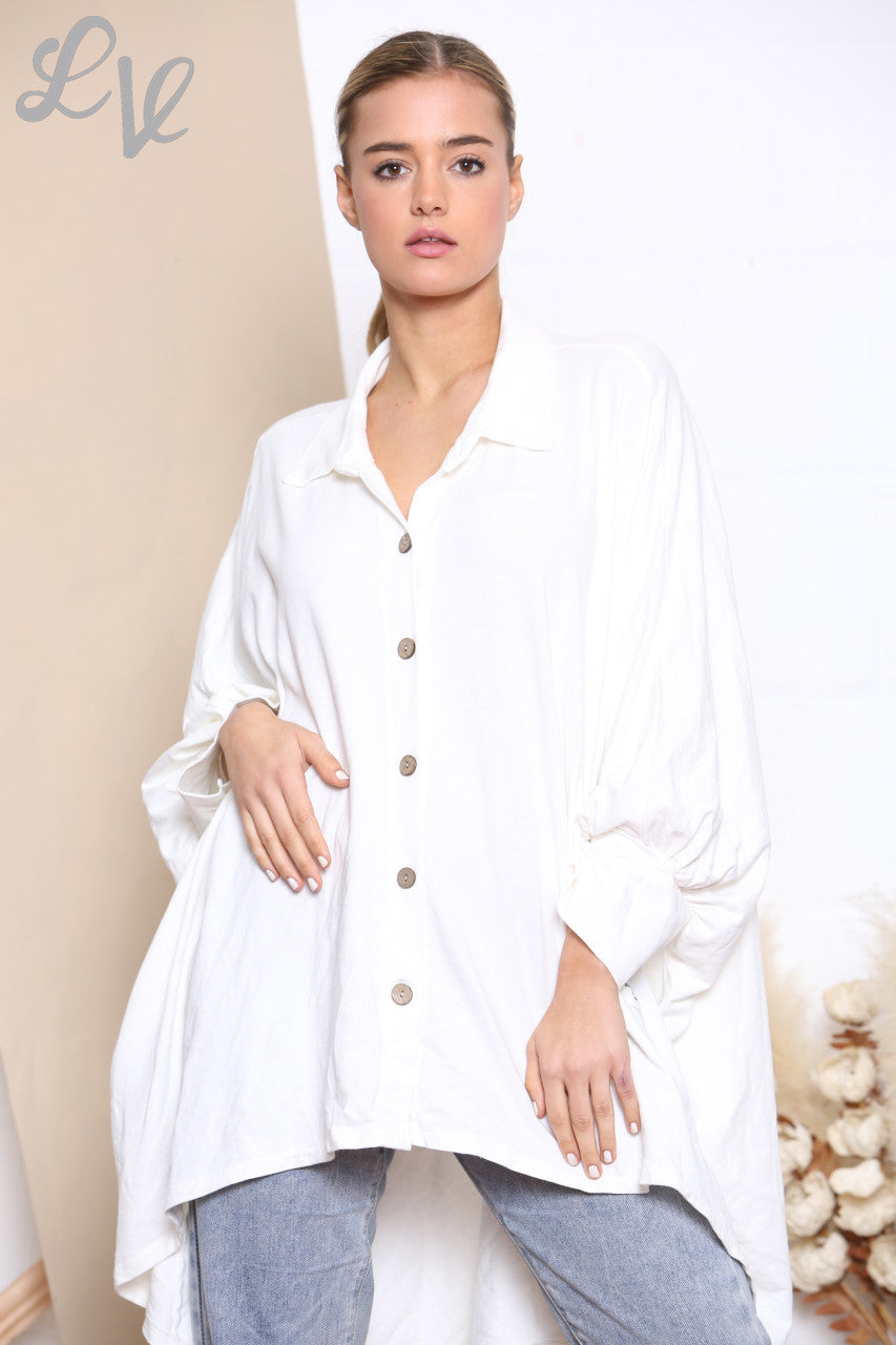 Dames sweatshirt top in gedrapeerde stijl, wit
