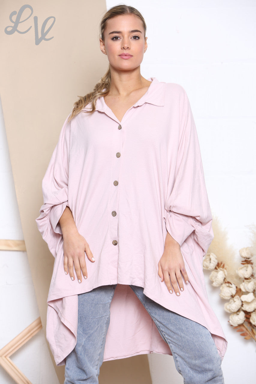 Dames Gedrapeerde Sweatshirt Top Dusty Pink
