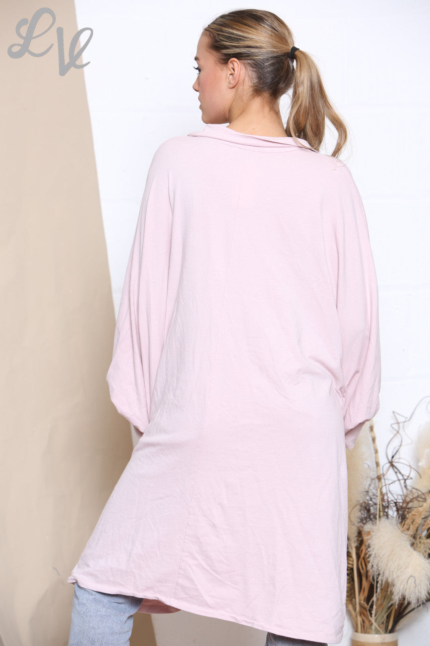 Dames Gedrapeerde Sweatshirt Top Dusty Pink
