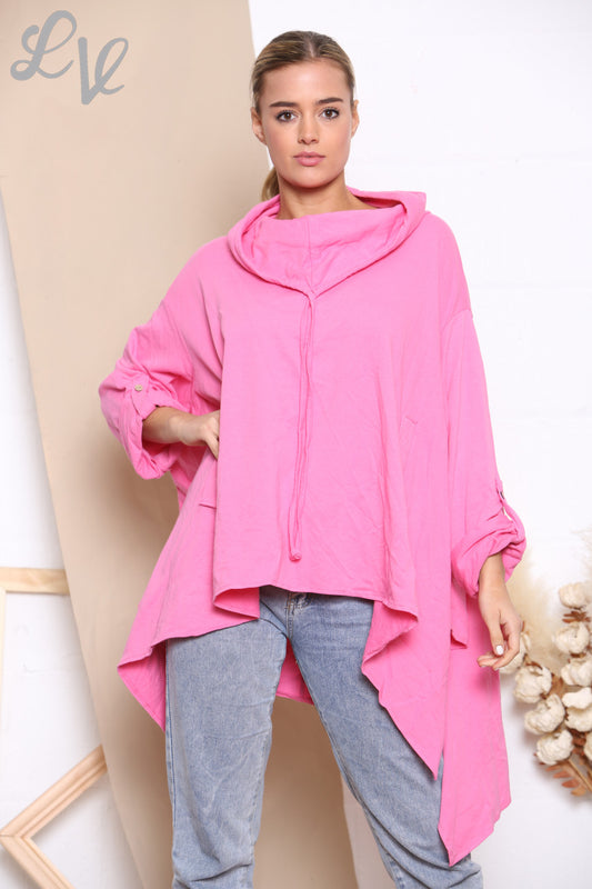 Dames Draped Coltrui Sweater Cerise