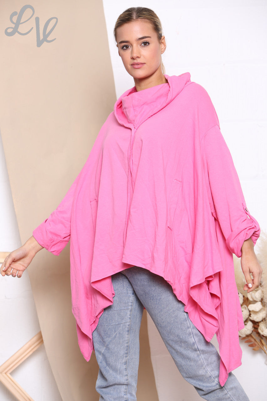 Dames Draped Coltrui Sweater Cerise