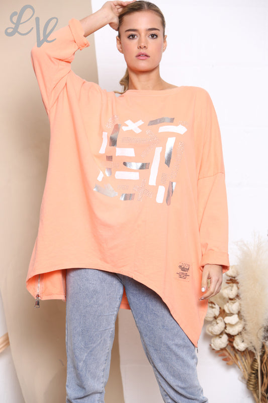 Dames Shapes Print Grafisch Sweatshirt Top Koraal
