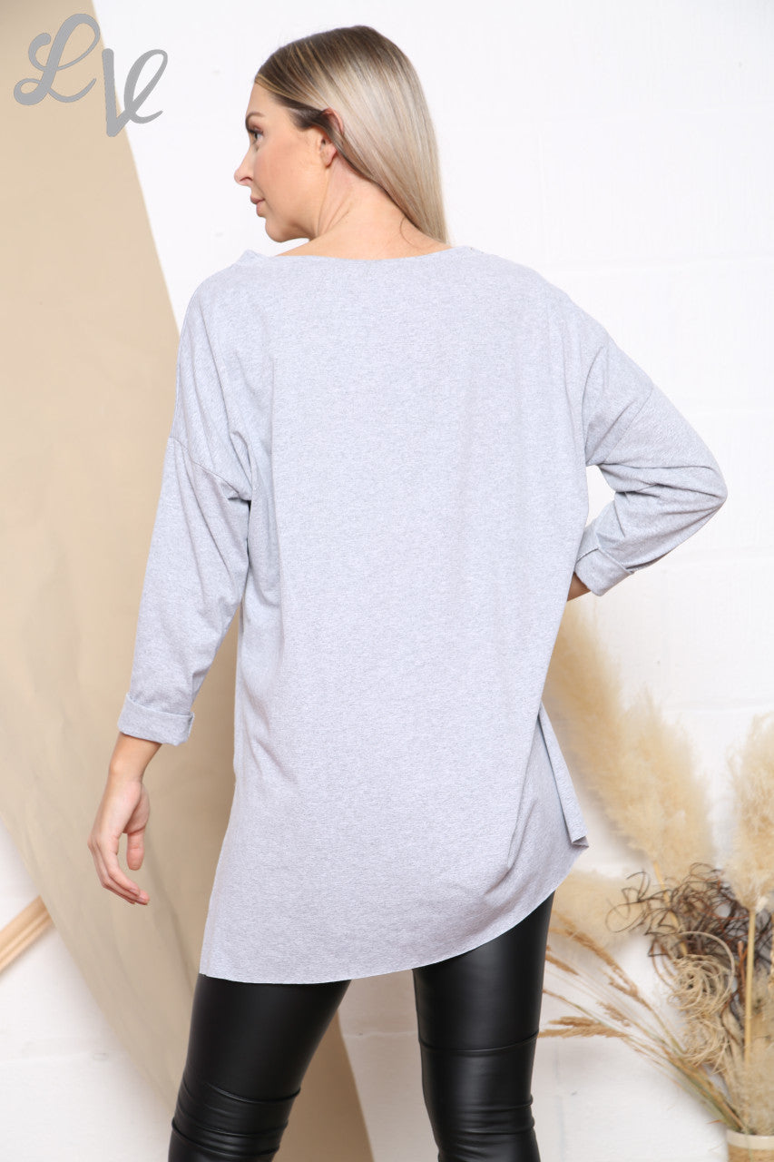 Ladies Pocket Detail Top Silver Unit Price £6.99